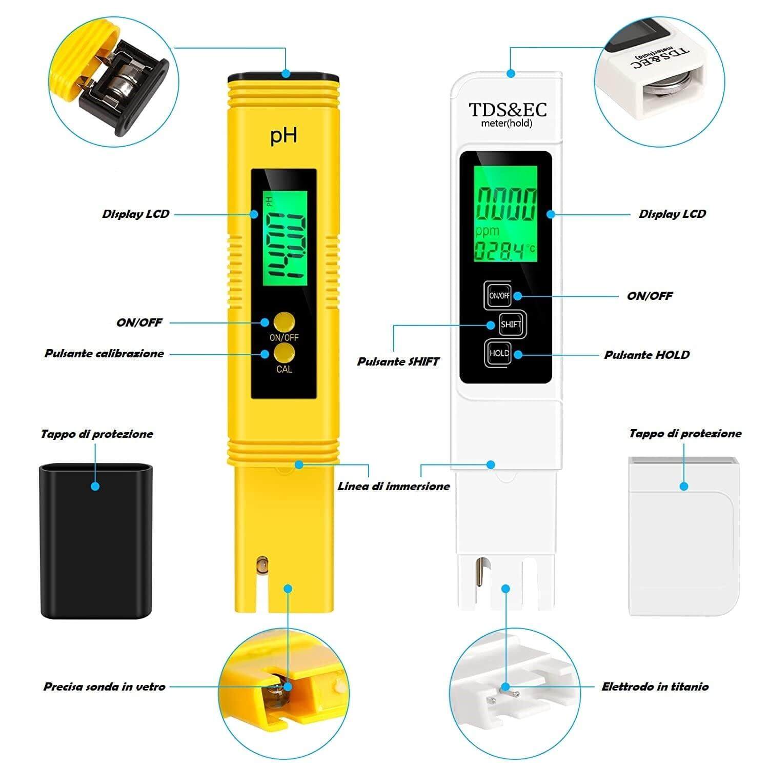 Kit pH Tester & Tester EC/TDS - Agricoltura di precisione - LAB IDROPONICA