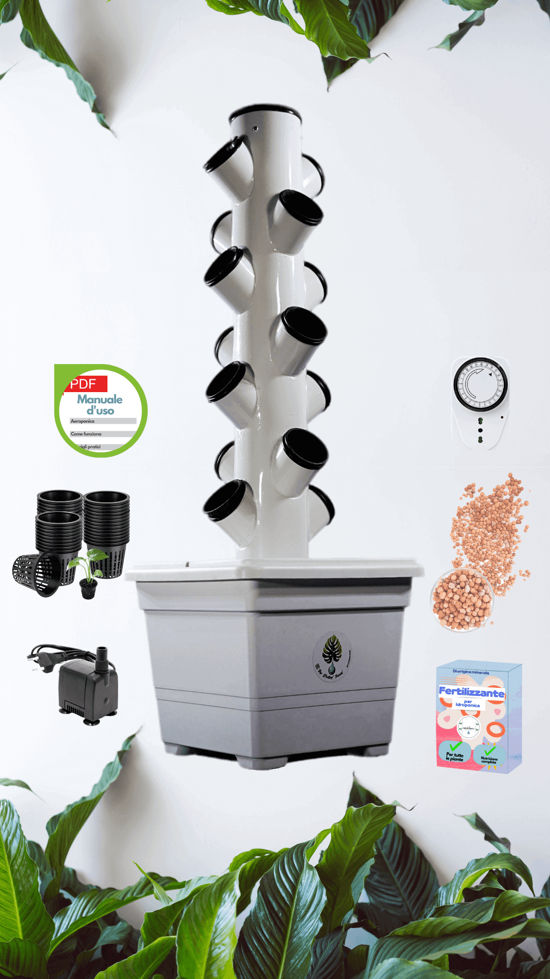 Torre aeroponica® 1m - Coltivazione idroponica residenziale - LAB IDROPONICA